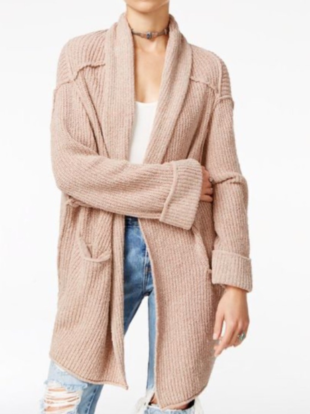 Free People Blush Low Tide Ribbed Cardigan ❤️ SZ XS/S